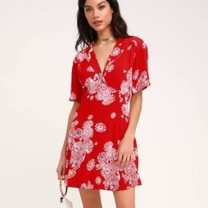 Free People "Blue Hawaii" Red Floral Minidress